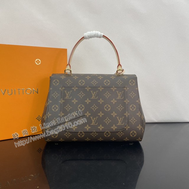 Lv路易威登2023專櫃新款CLUNY手袋 LV提花肩帶老花手提女包 M46053 ydh5019